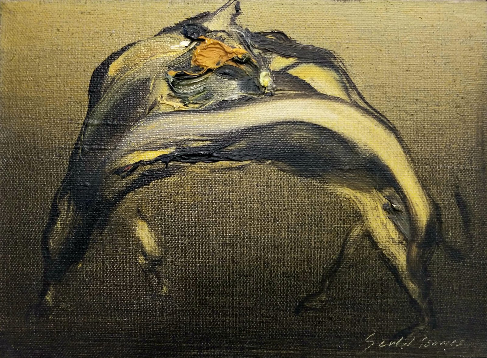 Şevket Sönmez — Biz Ikimiz Biriz, 2002, Oil on canvas, 16x22cm