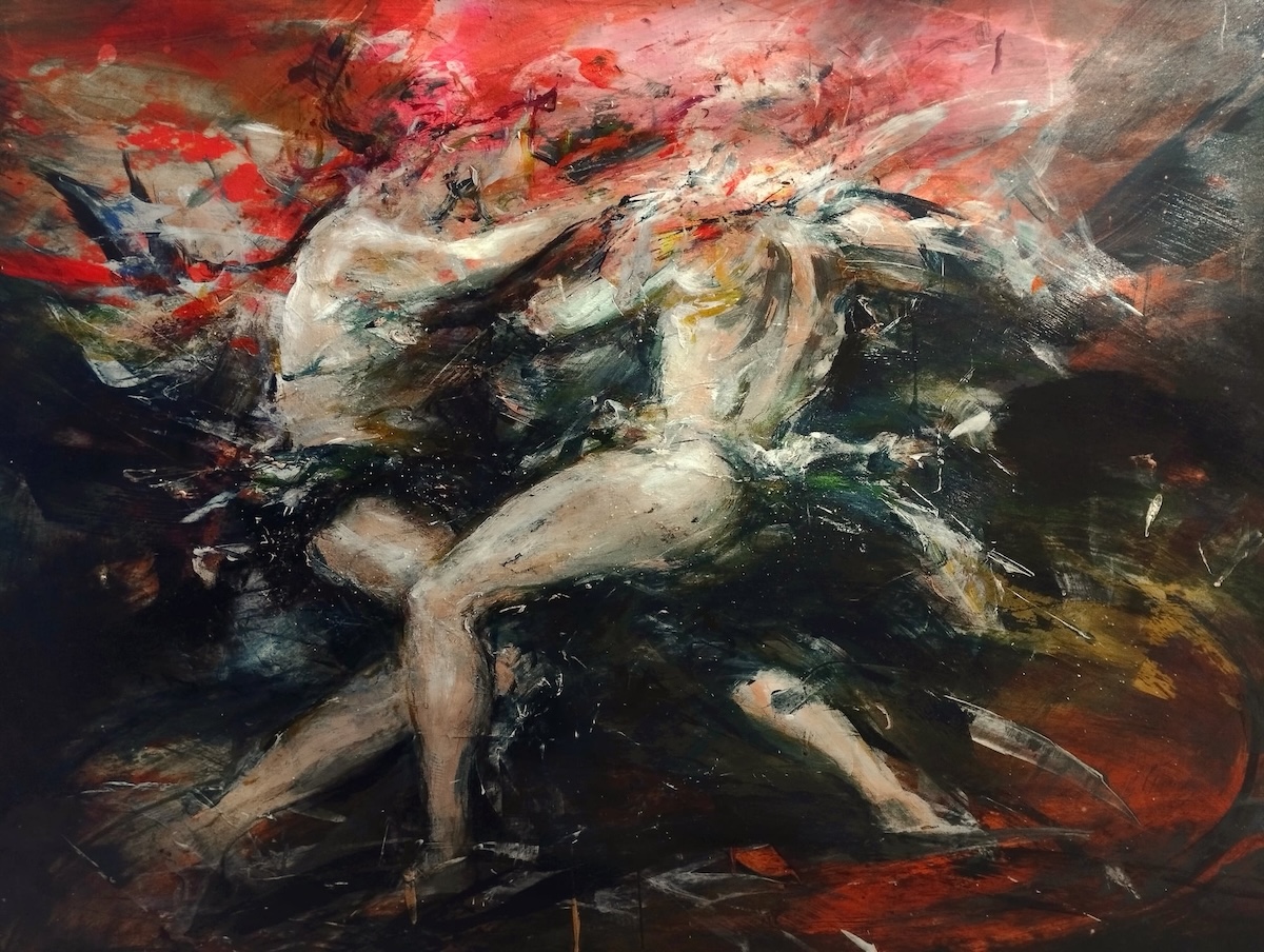 Şevket Sönmez, Angels, 2025, Oil on paper, 70 x 100 cm.